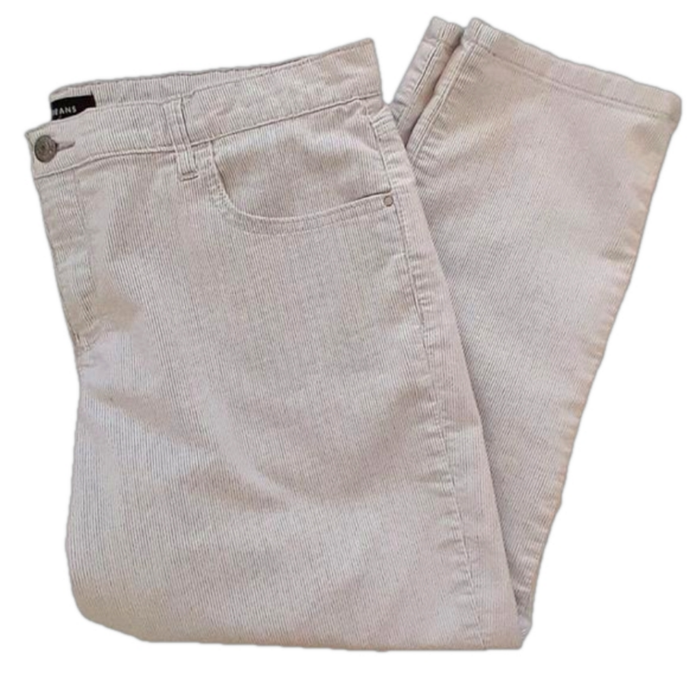 R Jeans Summer Pinstriped Ankle Jeans  White/Grey Sz 33 P (12-14) EUC